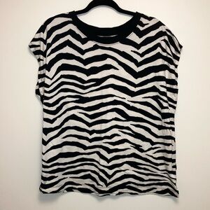 LOFT Black and White Zebra Print Sleeveless Tee